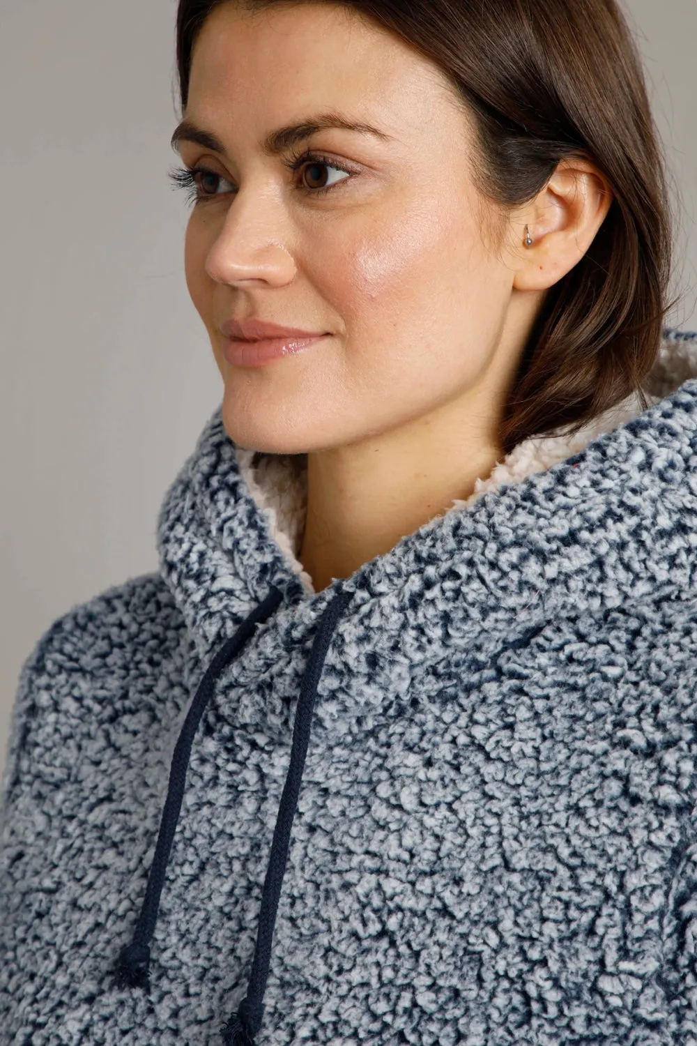 Weird Fish Womens Yara Cosy Fleece Hoody - Navy