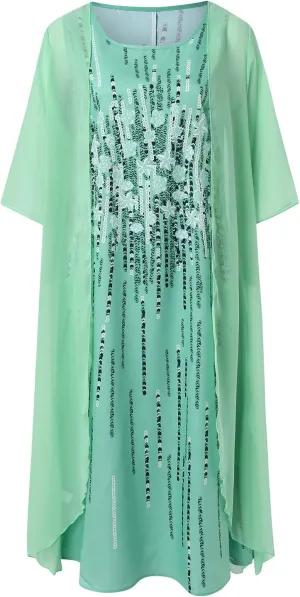 Women Boho Floral Print 2 Piece Set Elegant Flowy Irregular Hem Dress Cardigan Wedding Guest Midi Dresses