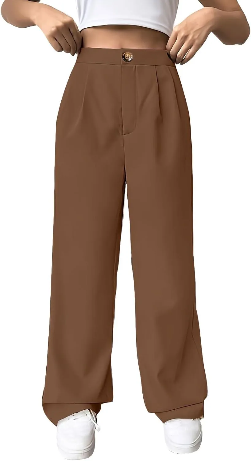 Women Casual High Waist Suit Pants Business Work Trousers Dressy Stretchy Pants Straight Suits Pants Wide Leg Pant