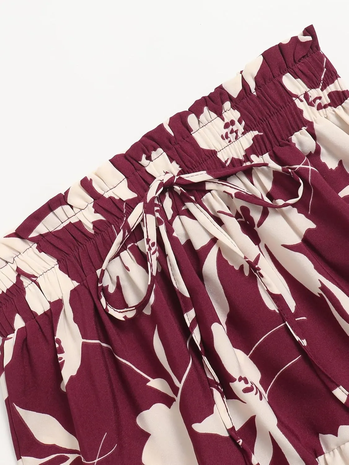 Women Floral Midi Skirt Aline Pleated Long Skirt Summer Boho Skirt