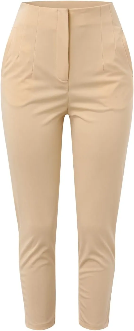 Women High Waist Casual Dress Pants Business Office Slim Skinny Trousers Solid Comfy Work Pant with Pocket #220