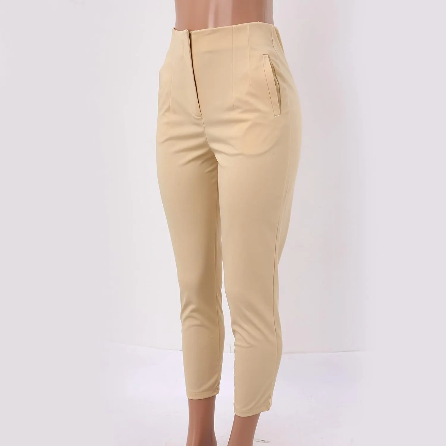 Women High Waist Casual Dress Pants Business Office Slim Skinny Trousers Solid Comfy Work Pant with Pocket #220