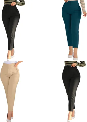 Women High Waist Casual Dress Pants Business Office Slim Skinny Trousers Solid Comfy Work Pant with Pocket #220