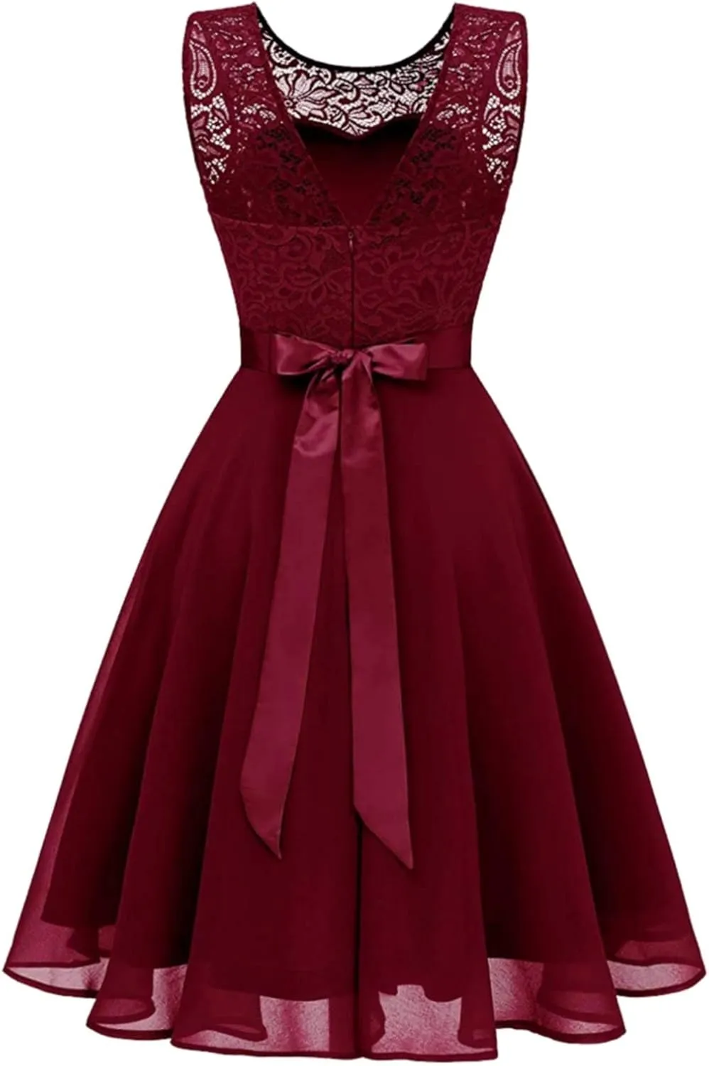 Women Mesh Floral Embroidery Cocktail Dress Sleevelesss Crewneck Flared a Line Midi Dress Wedding Prom Evening Dress