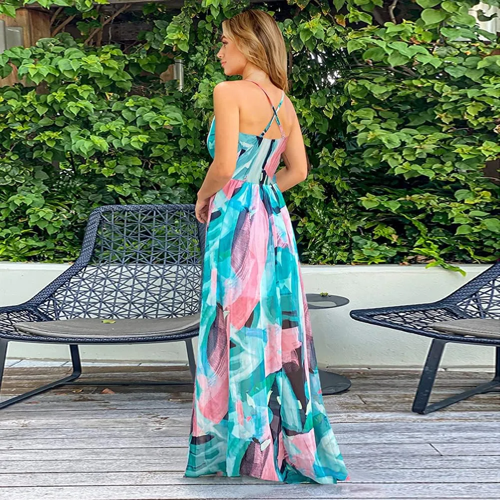 Women Transformer Convertible Multi Way Wrap V-Neck Wedding Bridesmaid Dress Halter Ombre Floral Long Evening Prom Maxi Dress