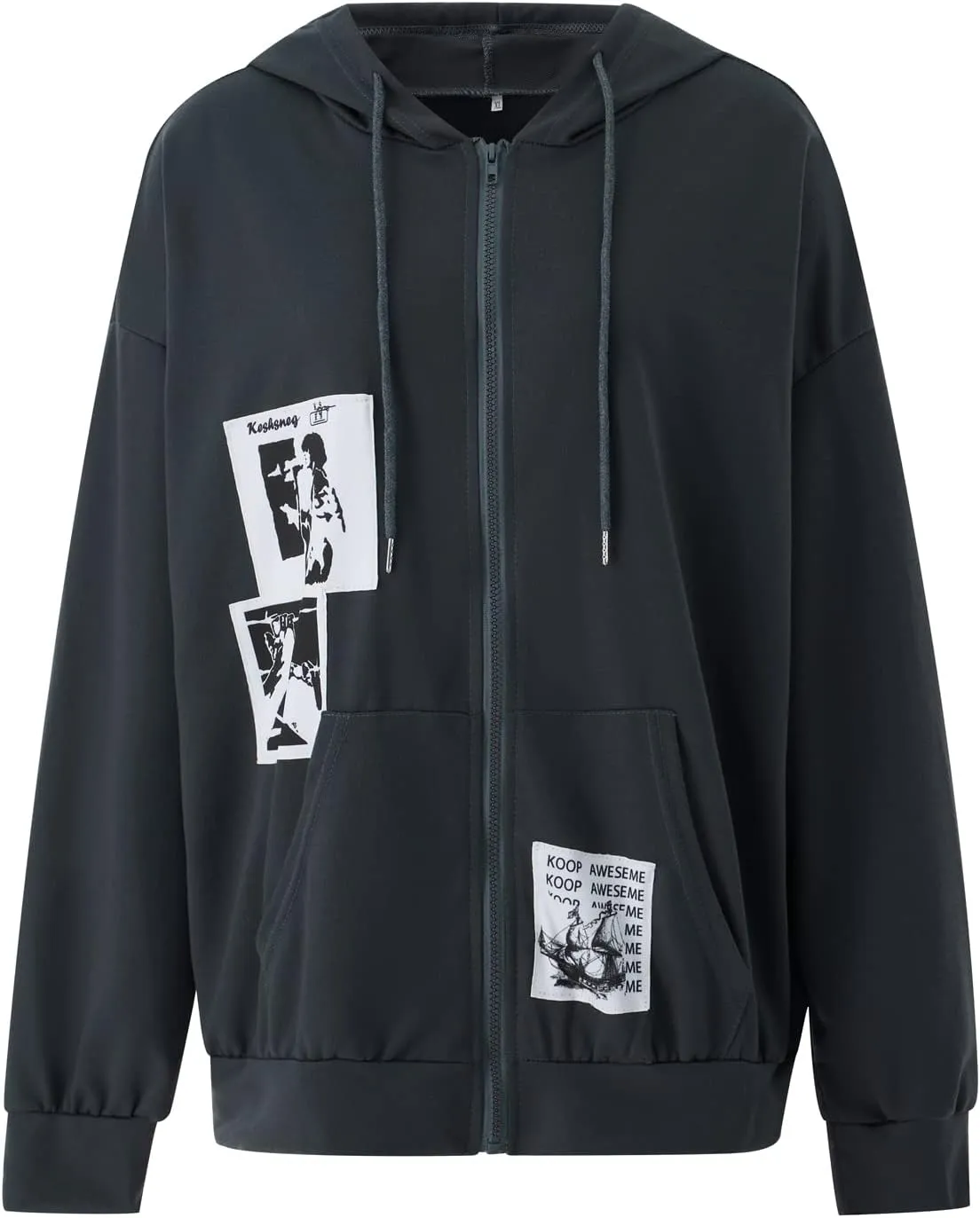 Women Y2k Zip Up Hoodie Vintage Graphic Oversized Sweatshirt Aesthetic Harajuku Teen Girls Jacket