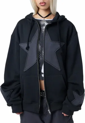 Women Y2k Zip Up Hoodie Vintage Graphic Oversized Sweatshirt Aesthetic Harajuku Teen Girls Jacket