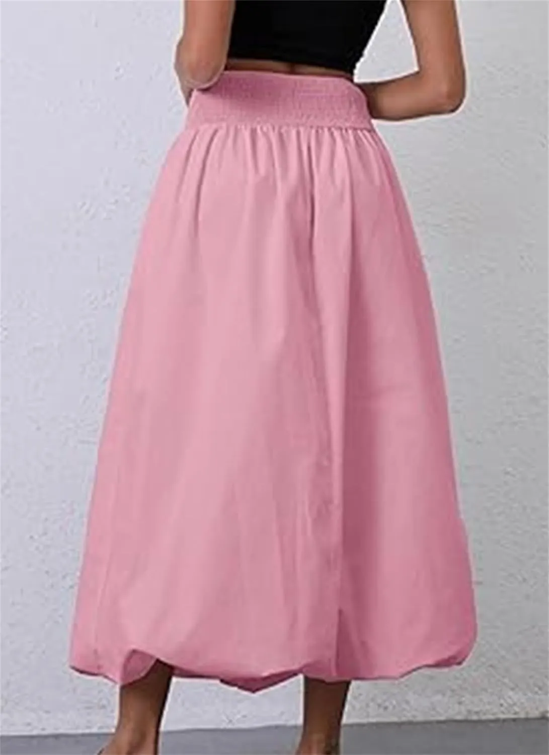 Women's Bubble Maxi Skirts Y2k a Line Long Skirt, Casual Ruffle Pleated Midi Dress, Womens Maxi Skirt