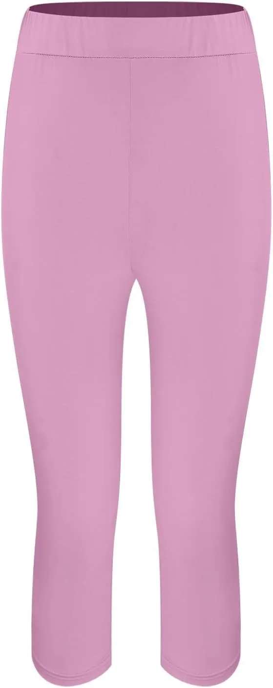 Women's Capri Yoga Pants Stretch High Waist Elastic Cropped Pants Resort Beach Leggings Casual Summer Pedal Pushers