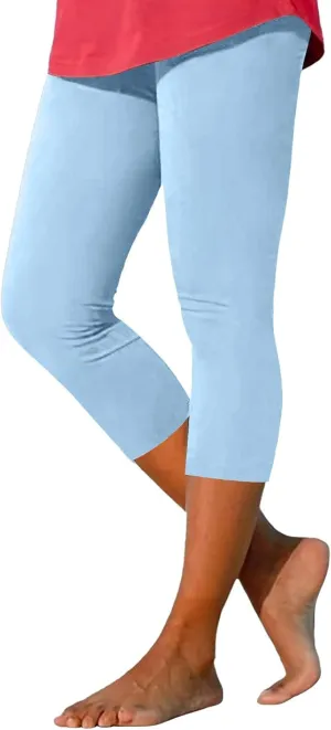 Women's Capri Yoga Pants Stretch High Waist Elastic Cropped Pants Resort Beach Leggings Casual Summer Pedal Pushers
