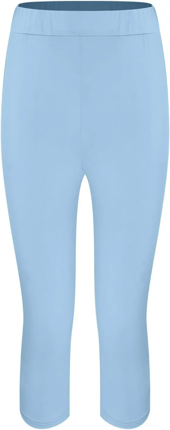 Women's Capri Yoga Pants Stretch High Waist Elastic Cropped Pants Resort Beach Leggings Casual Summer Pedal Pushers