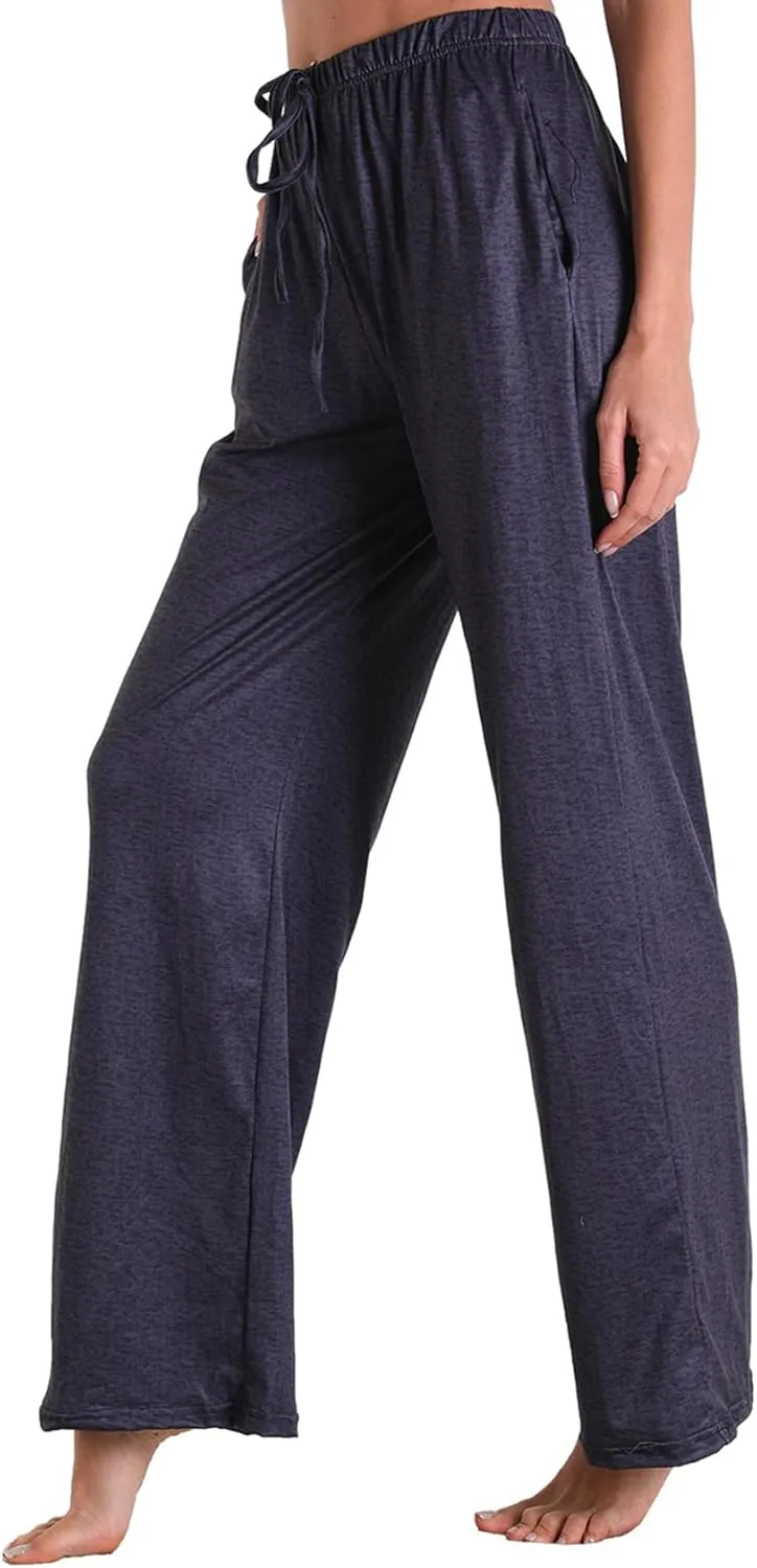 Womens Comfy Lounge Pants Loose Yoga Pant Drawstring Soft Pajama Pants with Pockets Regular and Plus Size