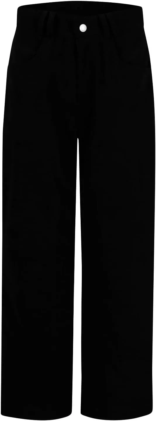 Womens Corduroy Pants Trendy Straight Leg High Waisted Work Pants Trousers Ladies Elastic Waist Pants with Pockets