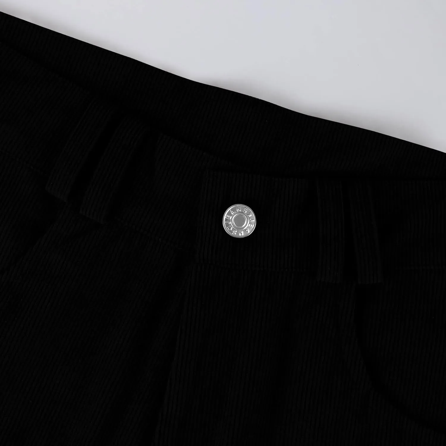 Womens Corduroy Pants Trendy Straight Leg High Waisted Work Pants Trousers Ladies Elastic Waist Pants with Pockets