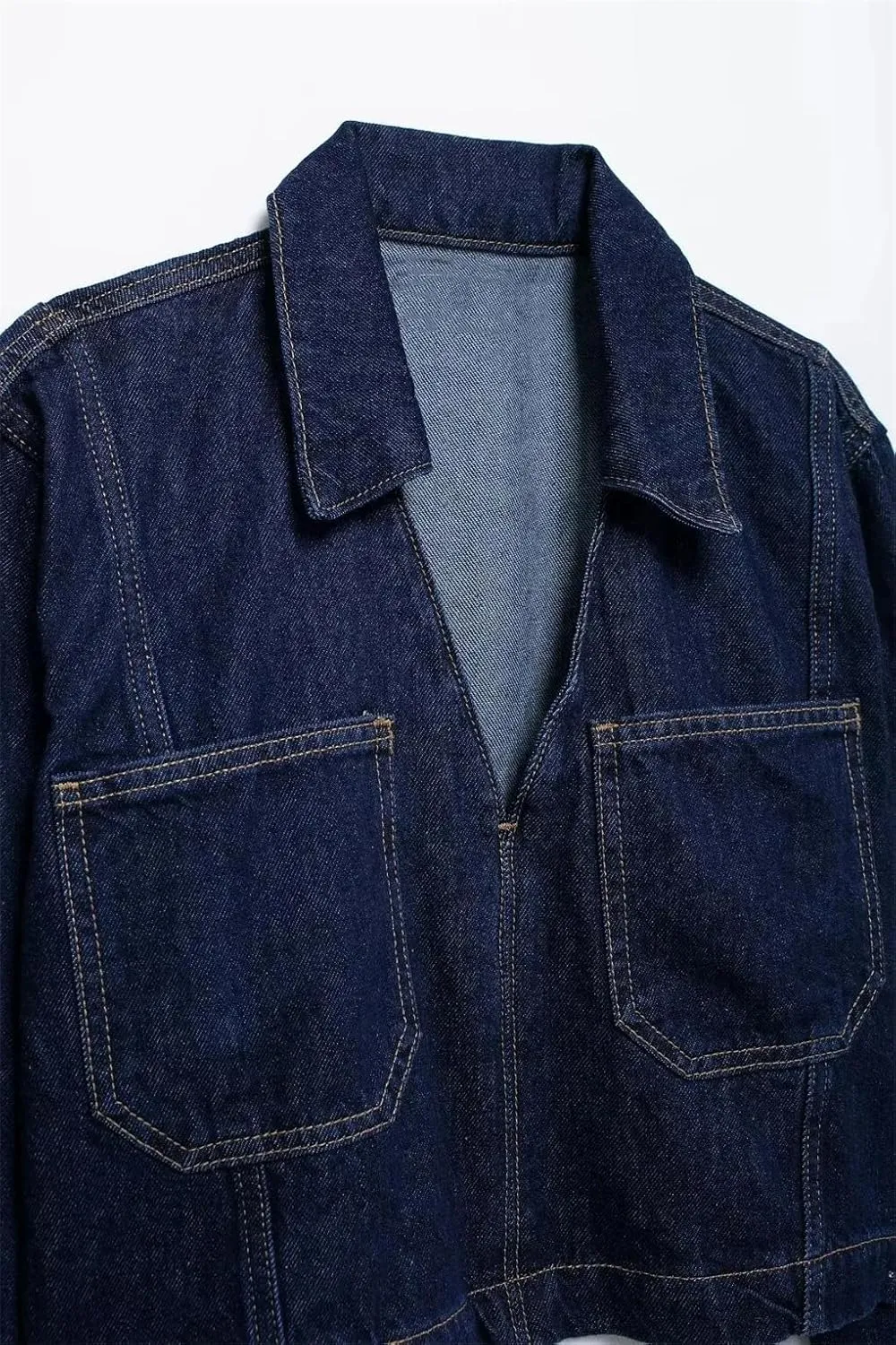 Women's Denim Shirt Short Jacket Solid Color Casual Classic Long Sleeved Denim Short Jacket Women's Jacket