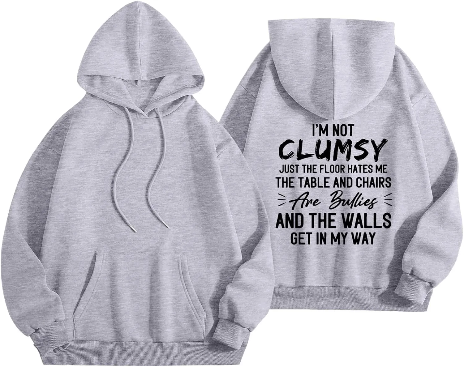 Womens Fashion Hoodies I'm Not Clumsy Print Long Sleeve with Pockets Casual Pullover Sweatshirt Tops 2024 Trendy Fall Clothes
