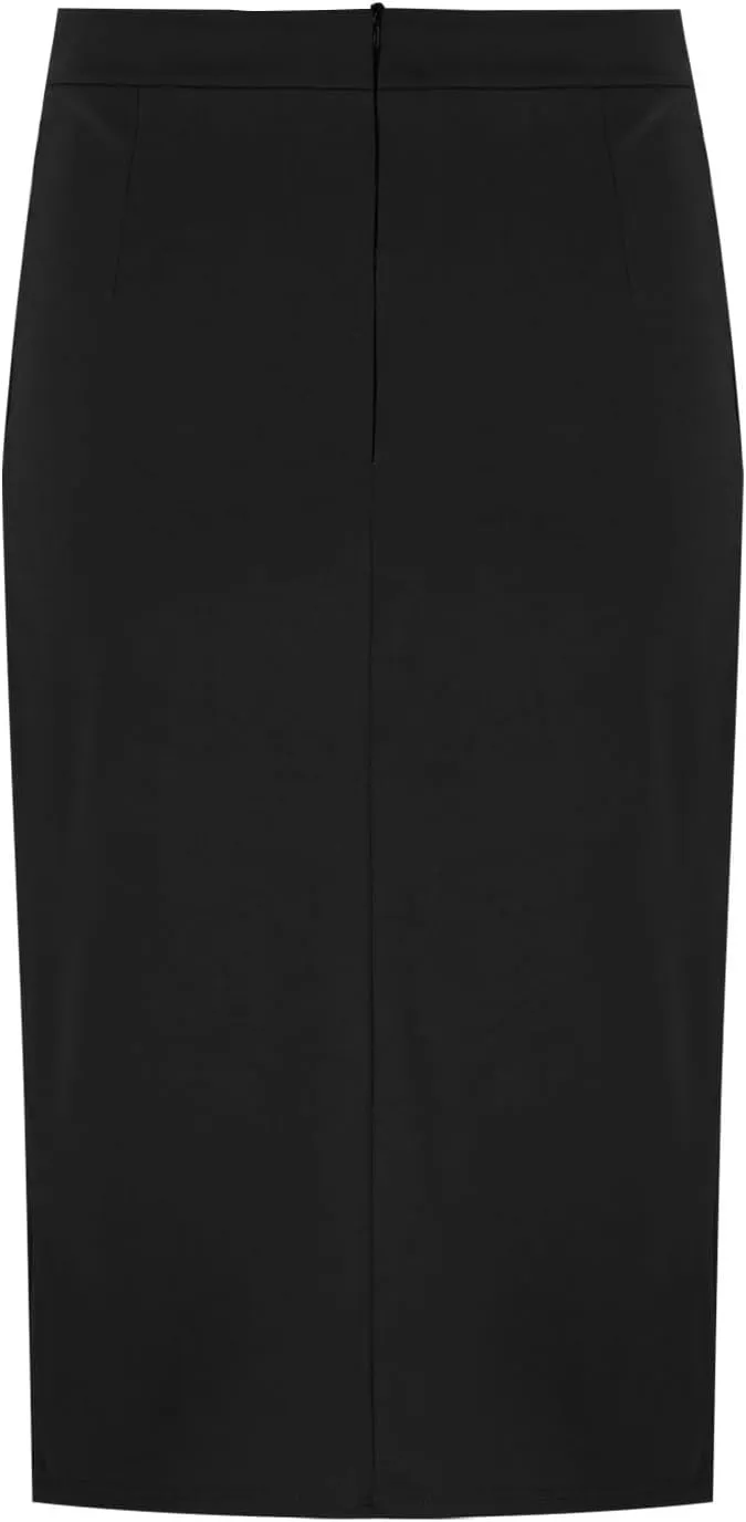 Womens High Waist Bodycon Skirts Summer Casual Soft Stretchy Slim Fit Split Slit Hem Business Work Midi Pencil Skirt
