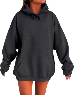Womens Hoodies Baggy Fall Long Sleeve Plus Size Oversized Hoodie Comfy Cute Fleece Pullover Sweatshirts with Pockets