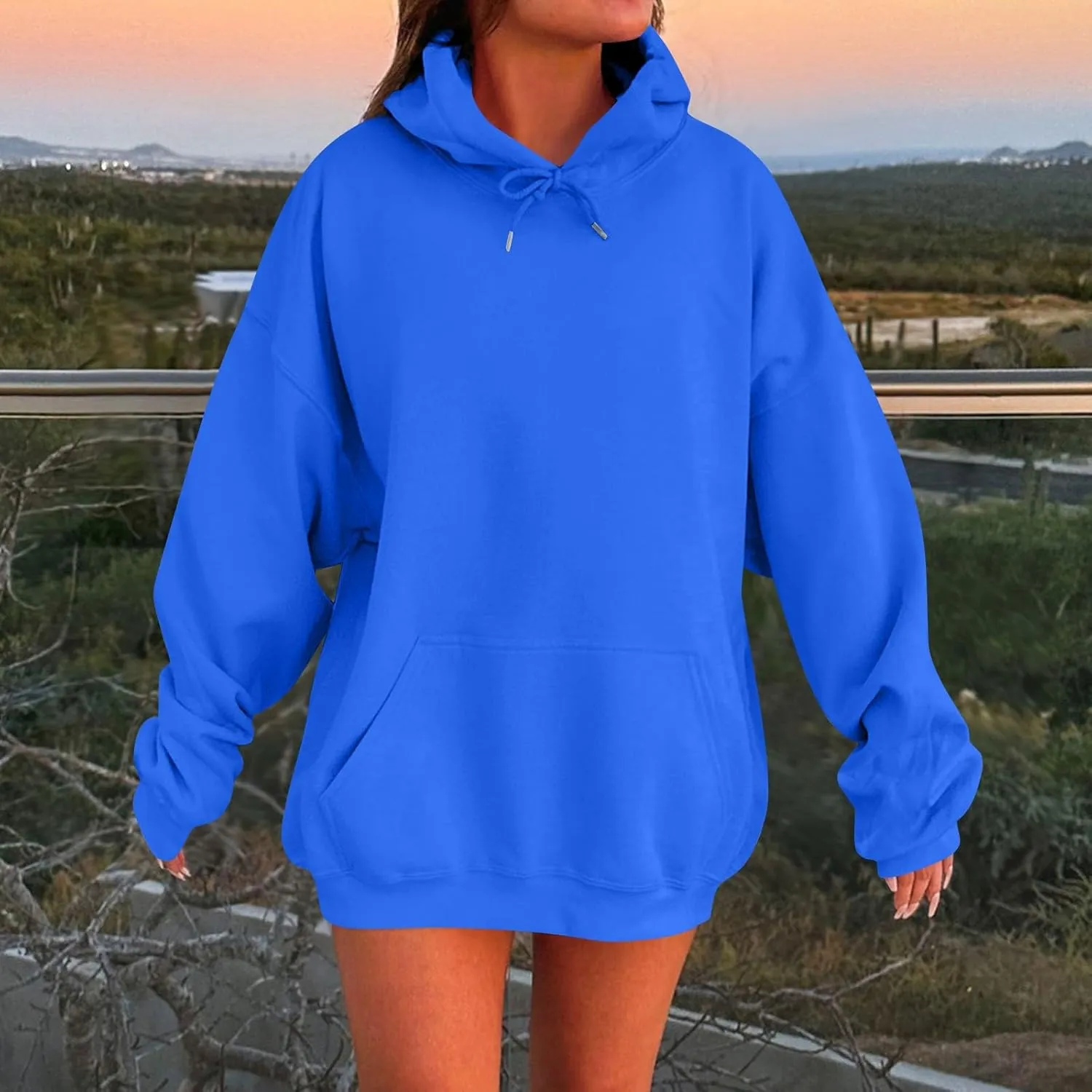 Womens Hoodies Baggy Fall Long Sleeve Plus Size Oversized Hoodie Comfy Cute Fleece Pullover Sweatshirts with Pockets