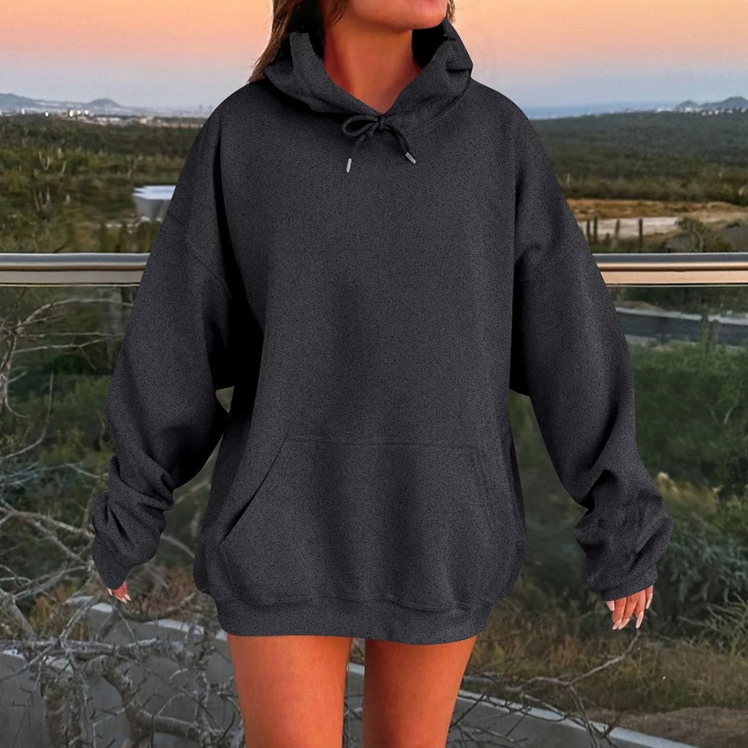 Womens Hoodies Baggy Fall Long Sleeve Plus Size Oversized Hoodie Comfy Cute Fleece Pullover Sweatshirts with Pockets