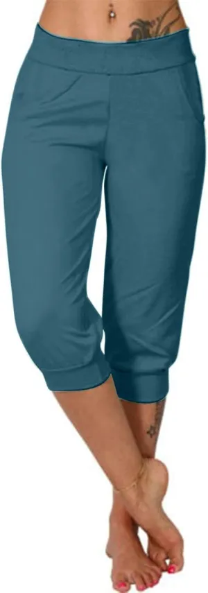 Womens Leggings High Waist Capri Pants Casual Comfy Yoga Corp Trousers Exercise Workout Soft Capris with Pockets