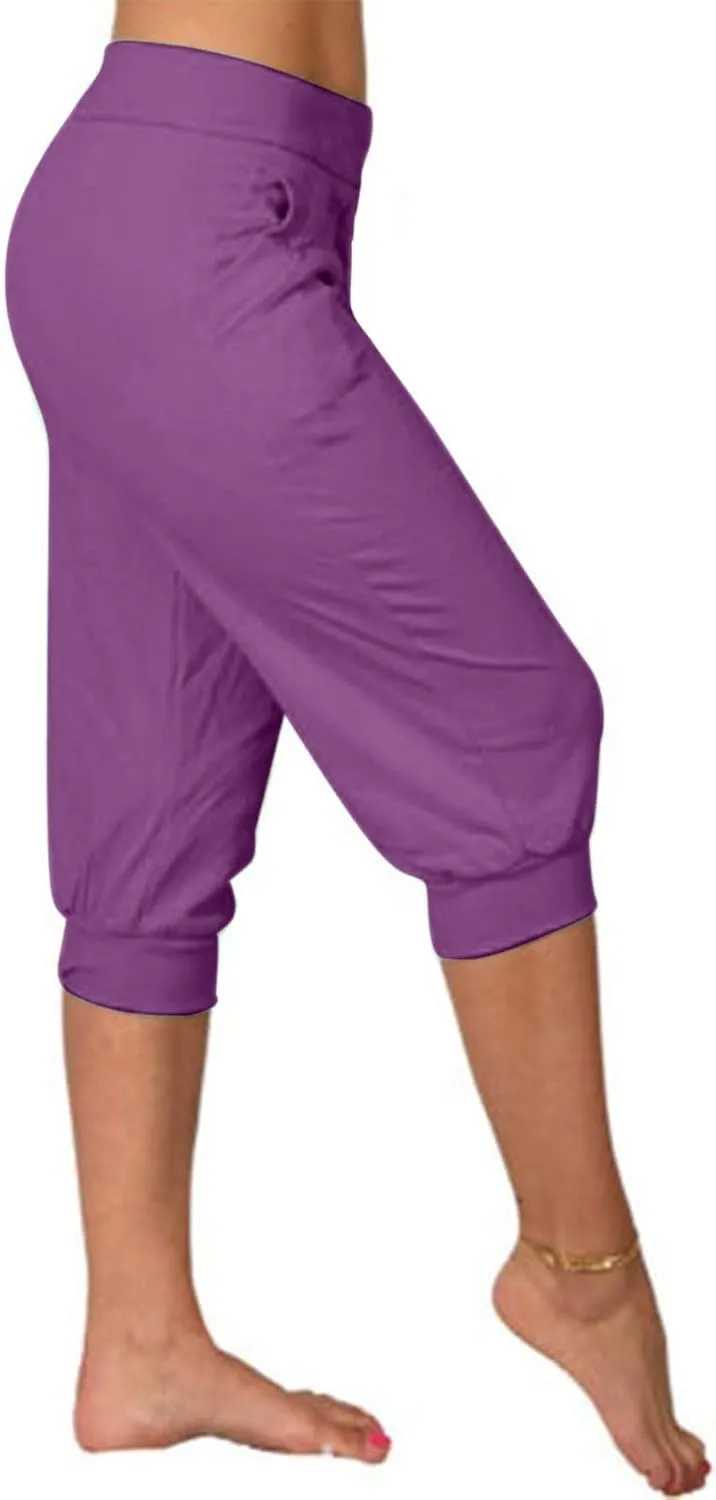 Womens Leggings High Waist Capri Pants Casual Comfy Yoga Corp Trousers Exercise Workout Soft Capris with Pockets