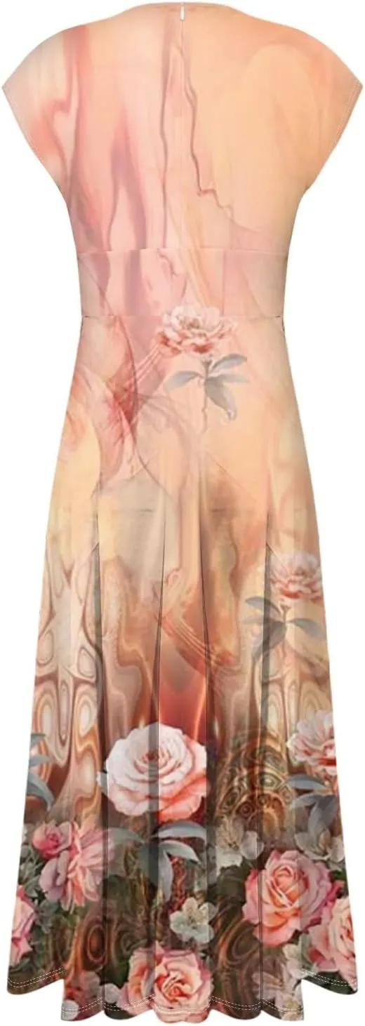 Women's Loose Fit Maxi Dresses Chiffon Daily Swing Casual 2025 Mature Outdoor Fashion Ruffled Short Dress