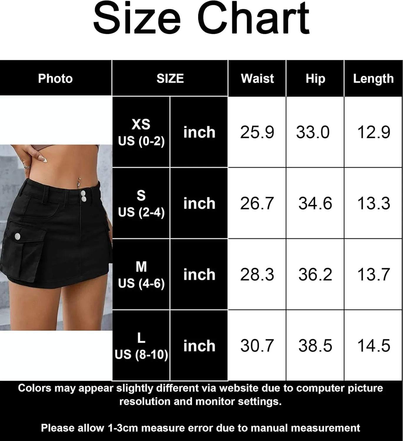 Women's Low Waist Cargo Skirt Button Mini Cargo Denim Skirt with Pocket