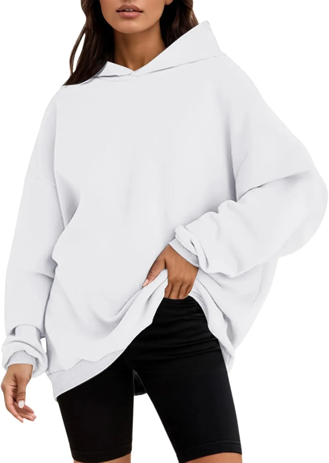 Womens Oversized Sweatshirts Pullover Hoodies Artificial Short Velvet Oversized Hoodies Fleece Hooded Long Fleece