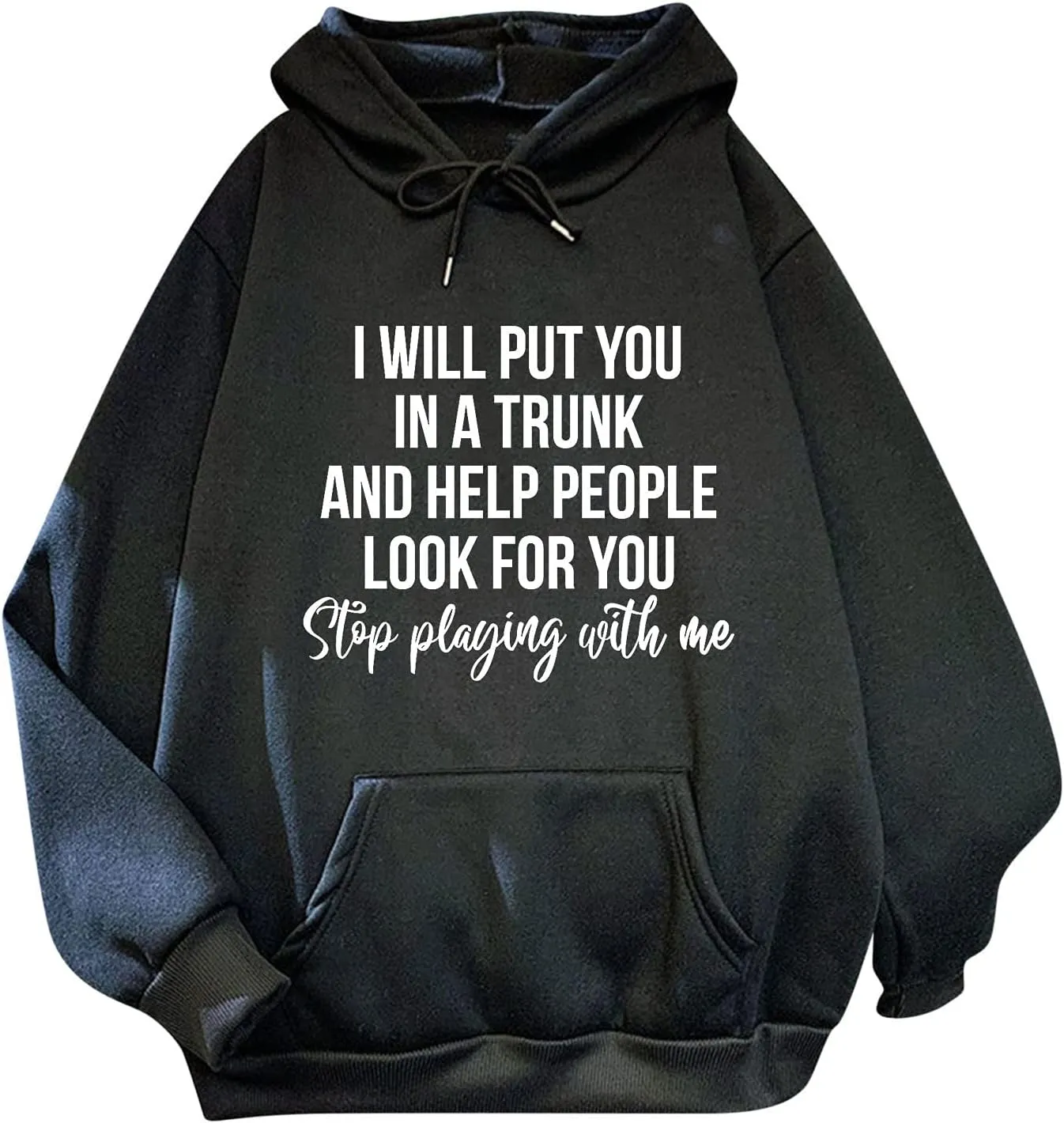 Womens Oversized Sweatshirts Word Graphic Baggy Comfort Drawstring Pullover Drop Shoulder Long Sleeved Trendy Hoodie