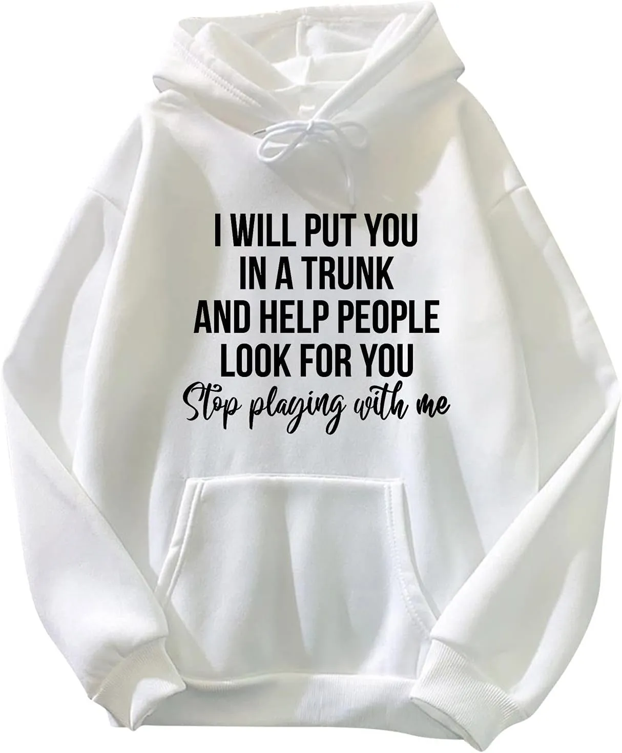 Womens Oversized Sweatshirts Word Graphic Baggy Comfort Drawstring Pullover Drop Shoulder Long Sleeved Trendy Hoodie