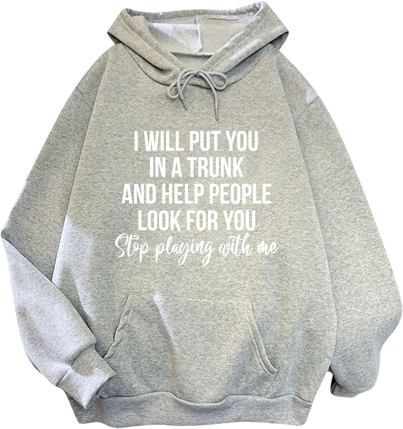 Womens Oversized Sweatshirts Word Graphic Baggy Comfort Drawstring Pullover Drop Shoulder Long Sleeved Trendy Hoodie