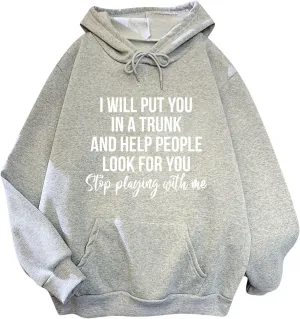Womens Oversized Sweatshirts Word Graphic Baggy Comfort Drawstring Pullover Drop Shoulder Long Sleeved Trendy Hoodie