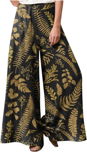 Women's Palazzo Pants Wide Leg High Waisted Lounge Casual Beach Boho Pants Elastic Drawstring Wide Leg Flowy Pants
