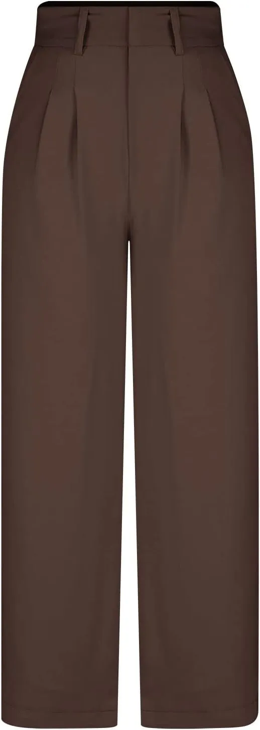 Women's Pants Casual High Waist Trousers Fashion Wide Leg Solid Flared Pants Stretchy Work Pants with Pockets