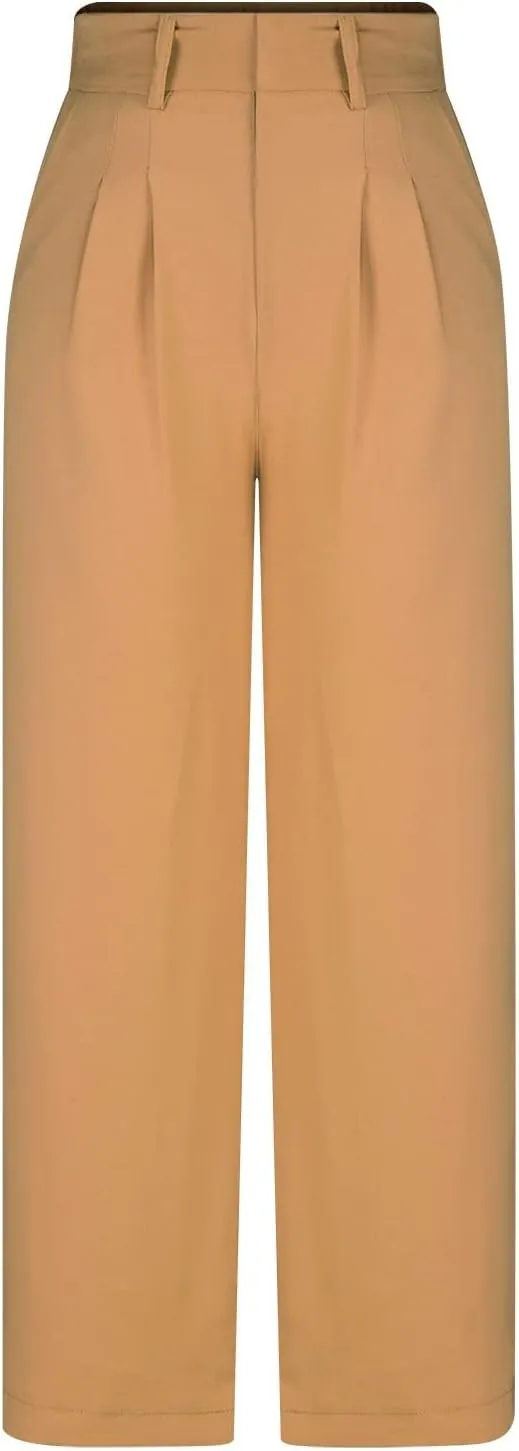 Women's Pants Casual High Waist Trousers Fashion Wide Leg Solid Flared Pants Stretchy Work Pants with Pockets