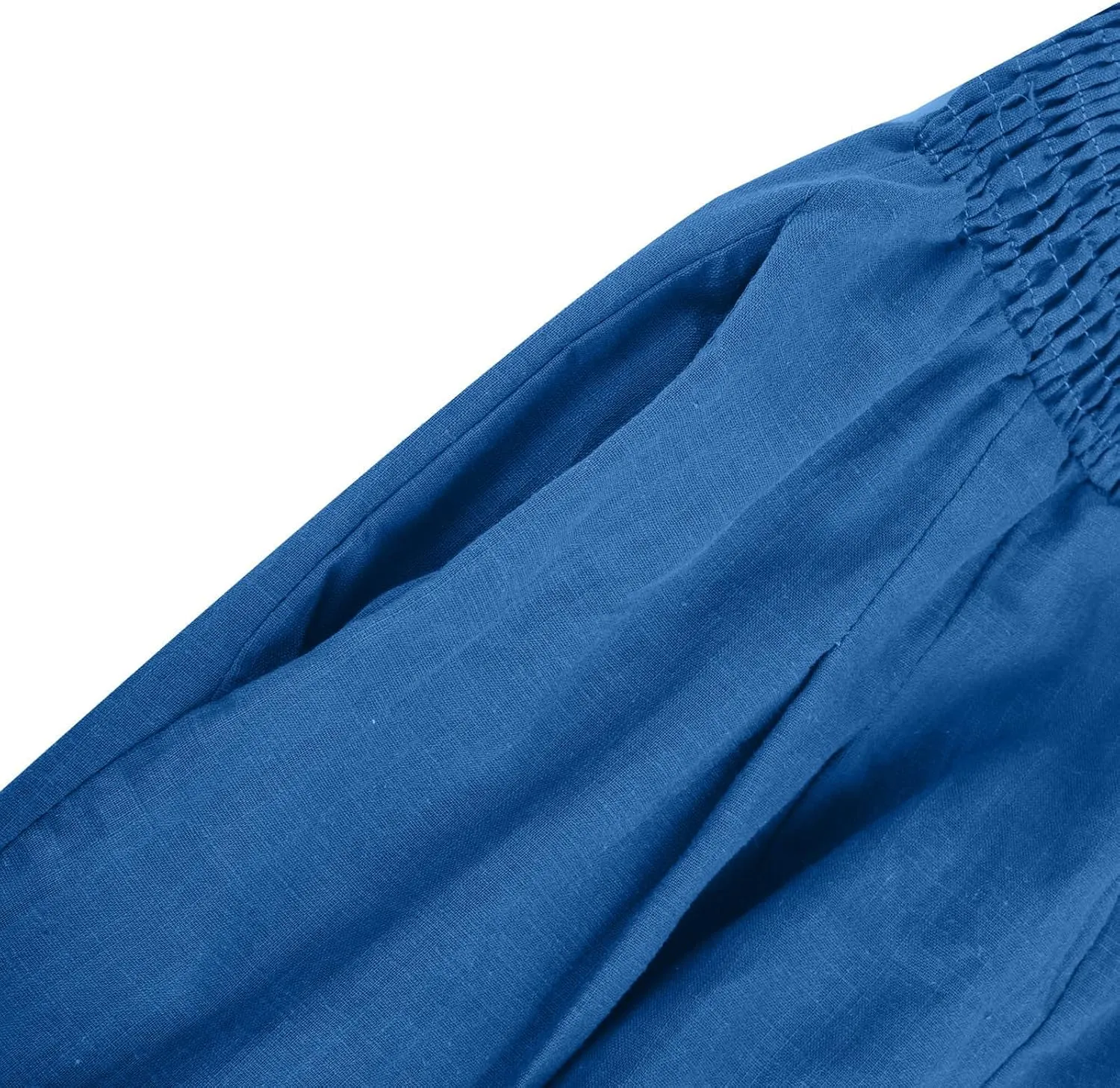 Womens Pants Elastic Waist Casual Summer High Waisted Linen Wide Leg Pant Loose Long Lounge Trousers with Pockets