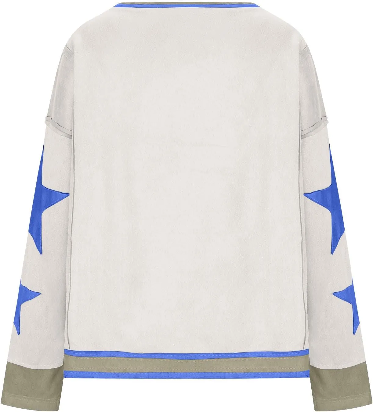Womens Star Oversized Sweatshirt Crewneck Drop Shoulder Pullover Long Sleeve Shirts Tops Y2K Cute Trendy Clothes