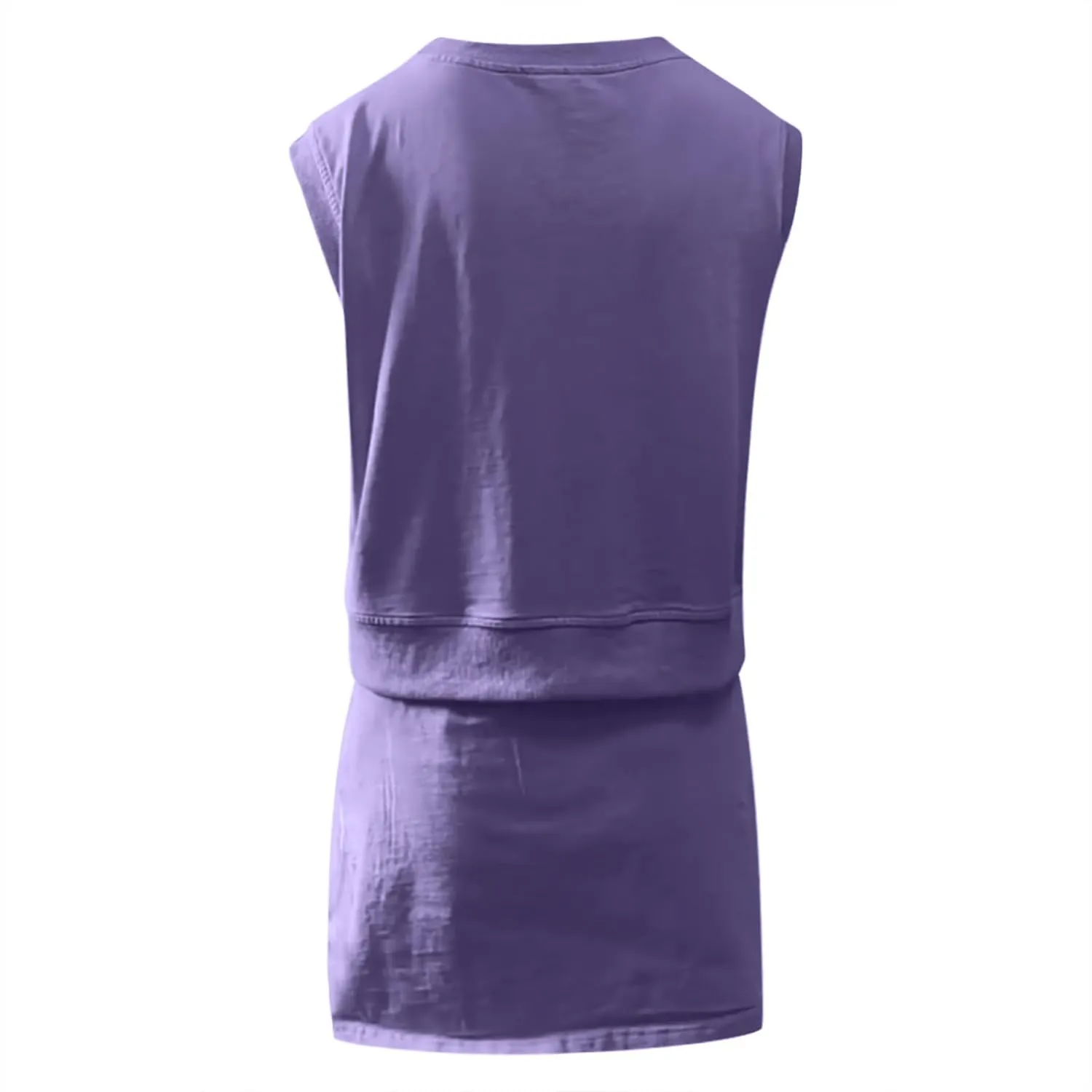 Womens Summer 2 Pieces Crew Neck Sleeveless Cotton Tank Top Side Split Skorts Shorts Athletic Skirt Sets Travel Outfits