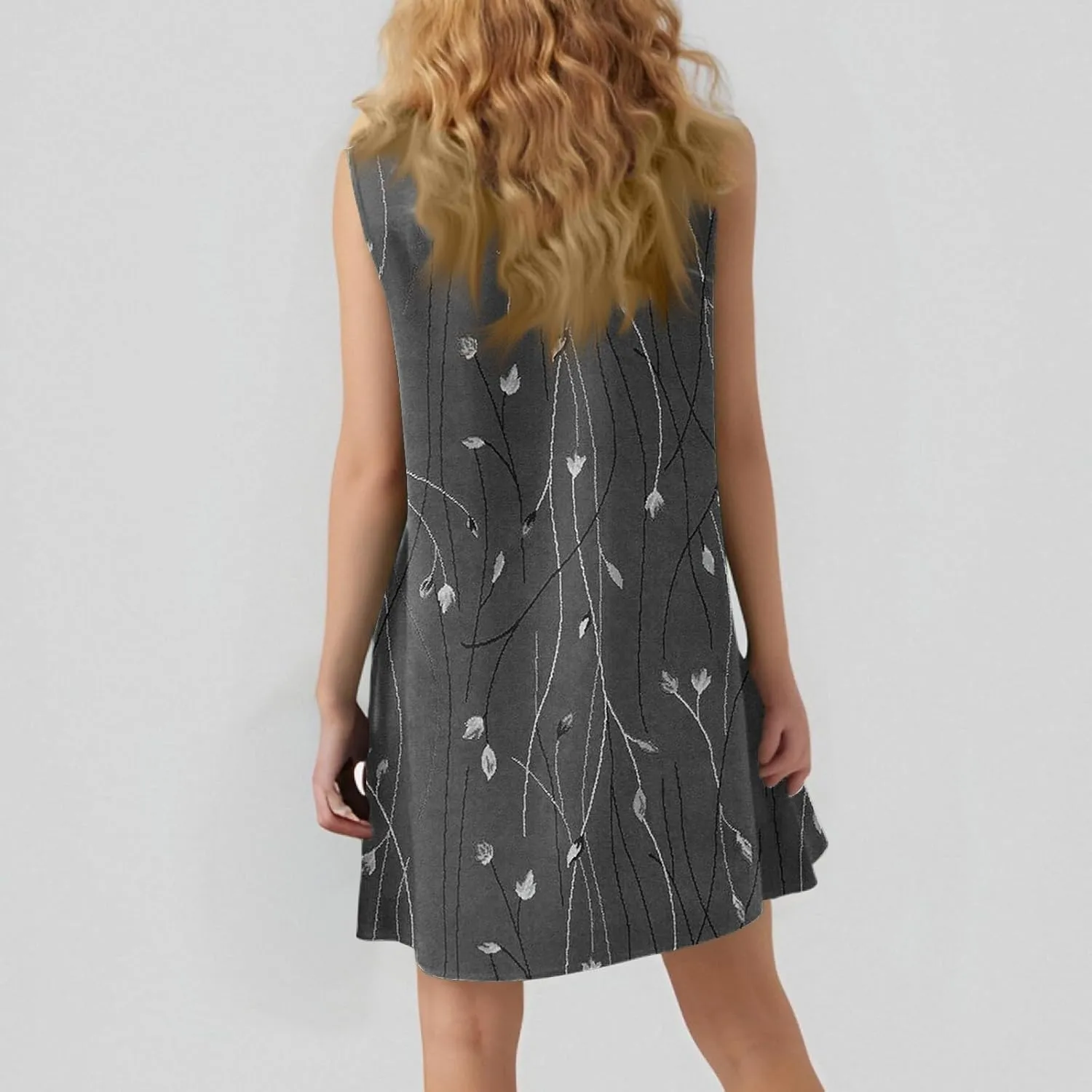 Women's Summer Dresses 2025 Beach Casual Floral Print Sleeveless Floral Print Tank Loose Sundress with Pocket
