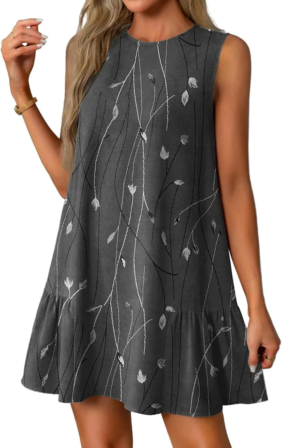 Women's Summer Dresses 2025 Beach Casual Floral Print Sleeveless Floral Print Tank Loose Sundress with Pocket