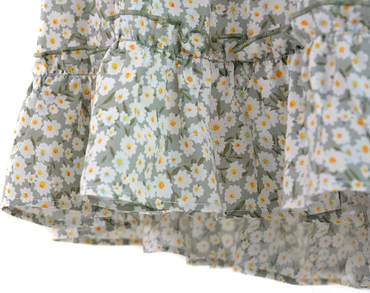 Womens Summer Flowy Tiered Ruffle Mini Skirt Cute High Waist Beach Boho Floral Polka Dot Short Skirts