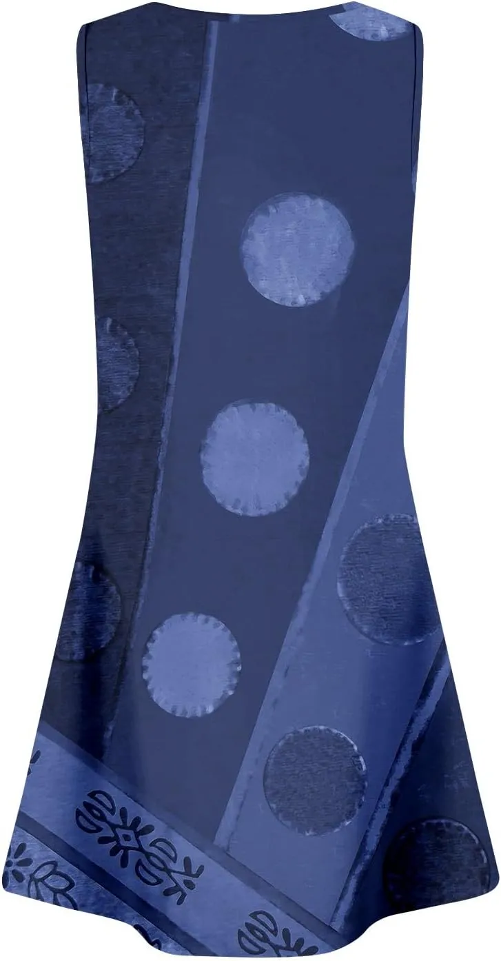 Women's Sun Dresses Summer Casual Square Neck Pleated Floral Print Swing Sundresses Beach Tshirt Dresses, S-3XL