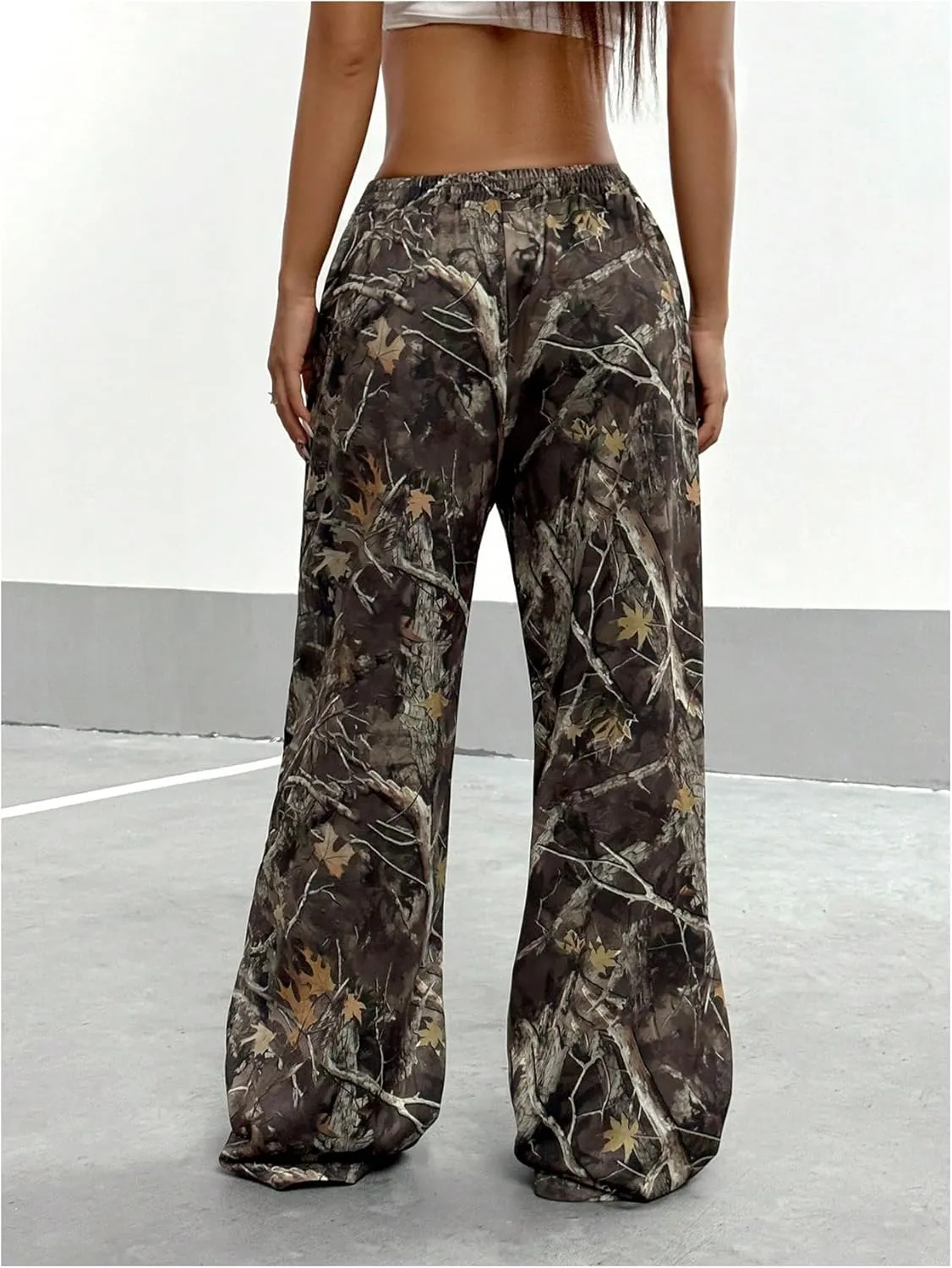 Women's Y2K Camo Print Sweatpants Wide Leg Baggy Sweatpants Camouflage High Waisted Pants Loose Trousers