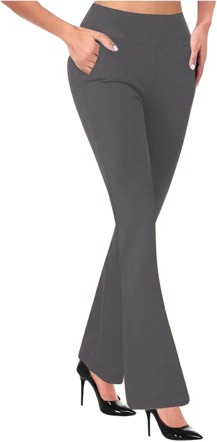 Work Pants for Women Stretch Flare High Waist Yoga Pant Dressy Soft Business Casual Slacks Comfy Office Trousers
