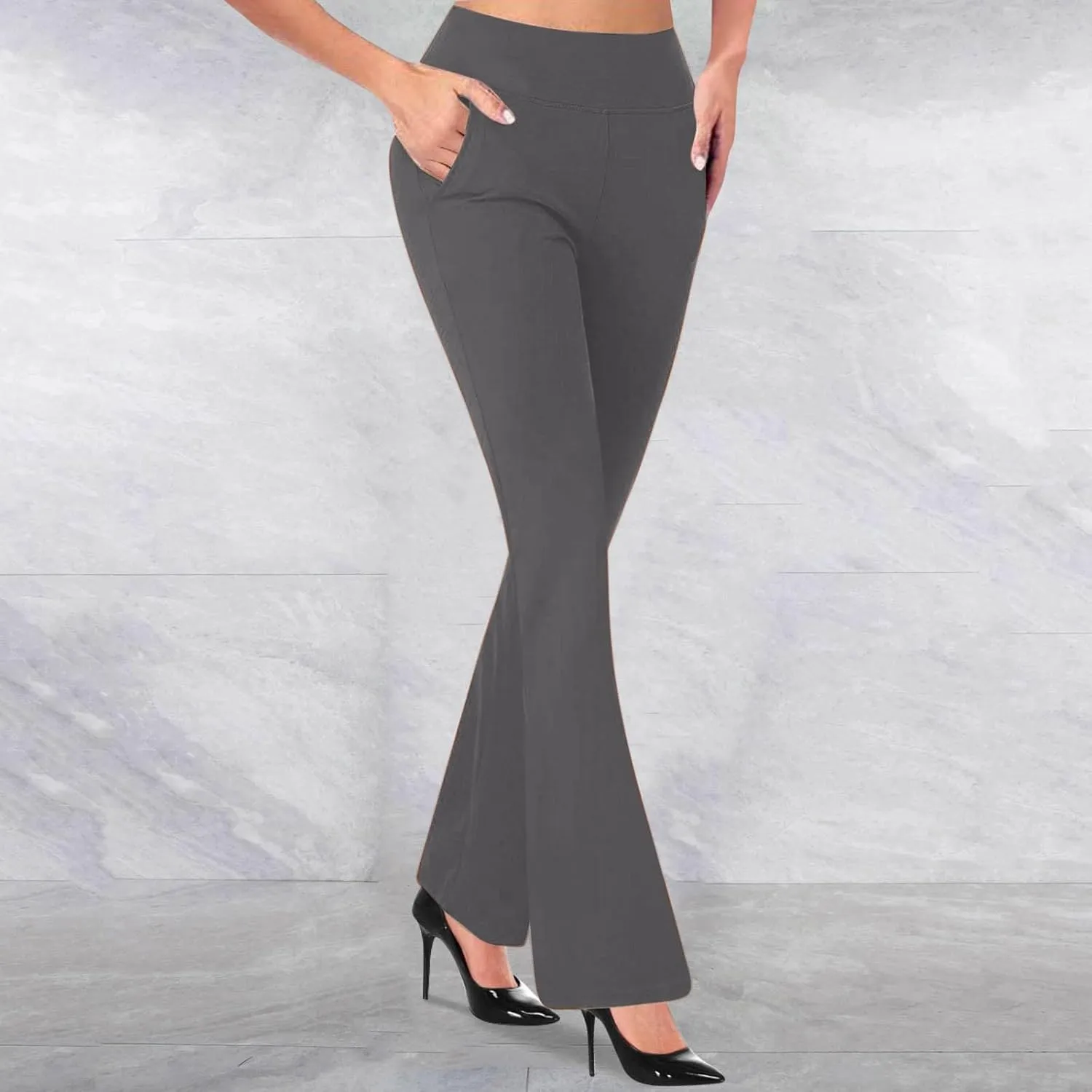 Work Pants for Women Stretch Flare High Waist Yoga Pant Dressy Soft Business Casual Slacks Comfy Office Trousers