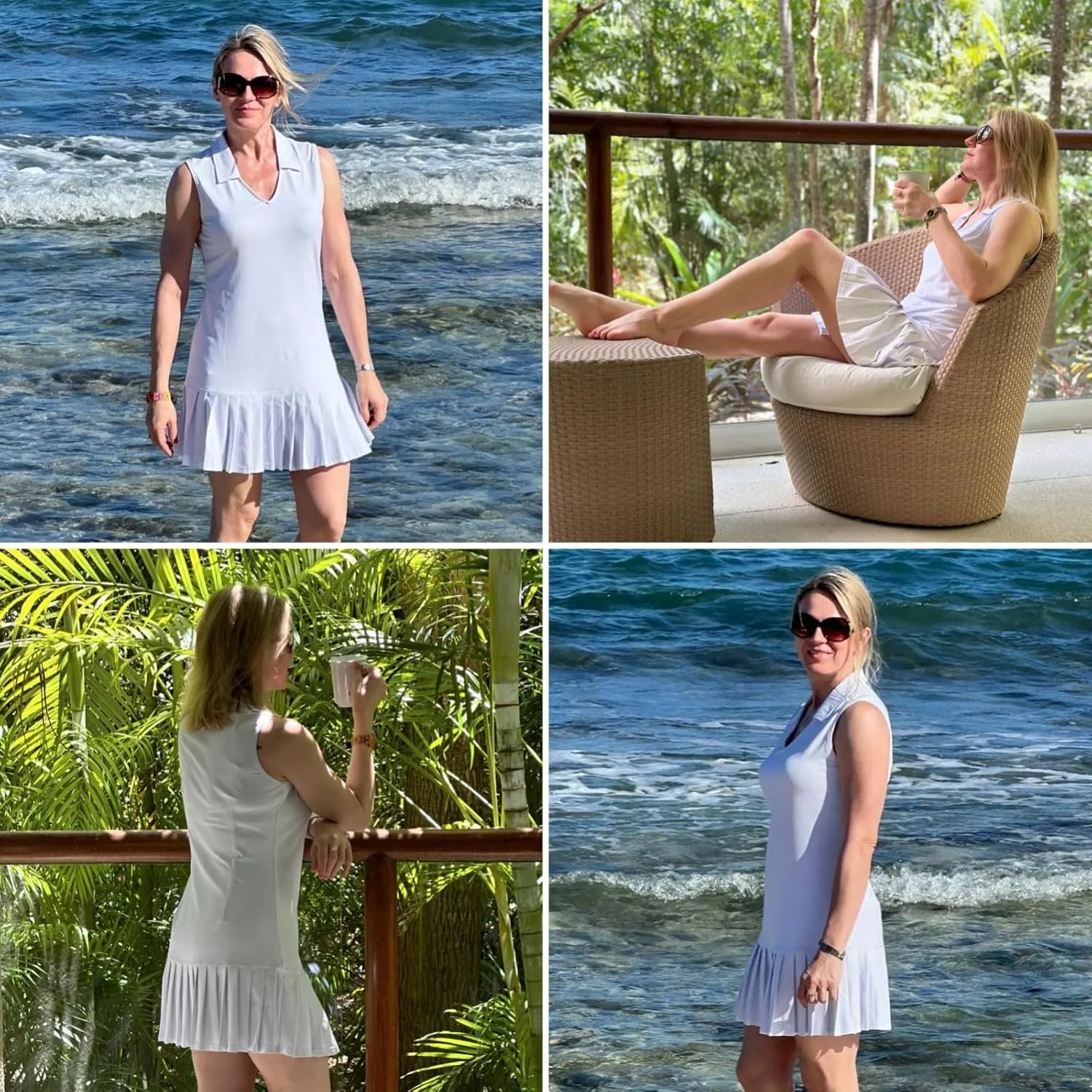 WOWENY Tennis Golf Dress for Women Pleated with Built in Shorts and Pockets Sleeveless Workout Athletic Dresses