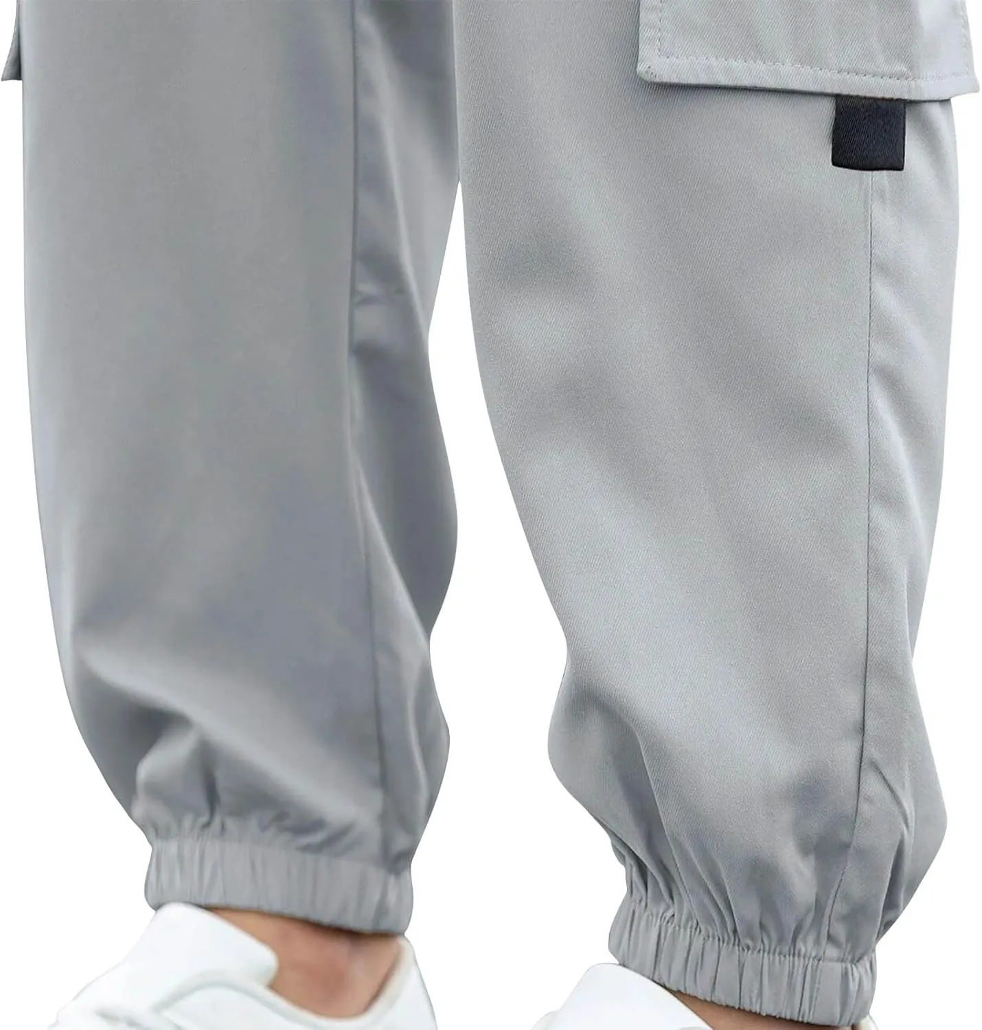 Xiaojmake Mens Casual Cotton Joggers Drawstring Chino Cargo Pants Twill Track Jogging Sweatpants Outdoor Hiking Running Pants