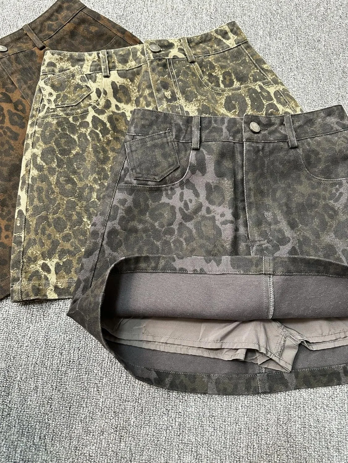 Y2k Skirt Leopard Print Skirt A Line Skirt Denim Mini Skirt Vintage Skirt High Waisted Skirt Cheetah Print Skirts