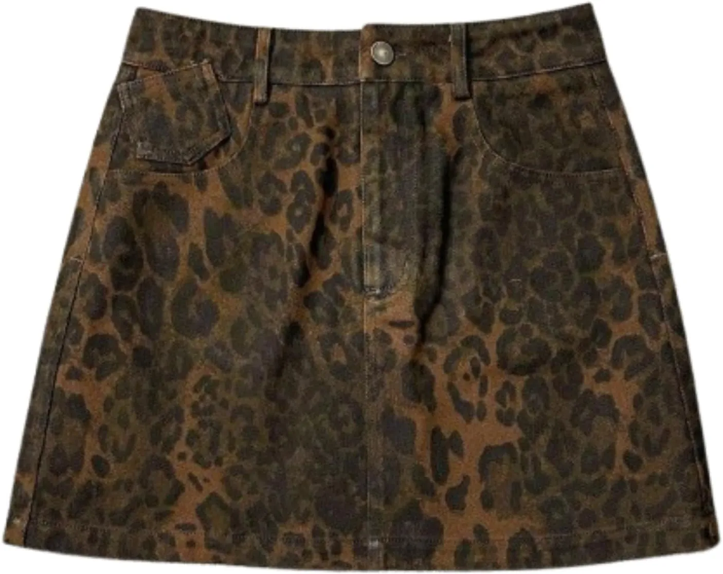Y2k Skirt Leopard Print Skirt A Line Skirt Denim Mini Skirt Vintage Skirt High Waisted Skirt Cheetah Print Skirts
